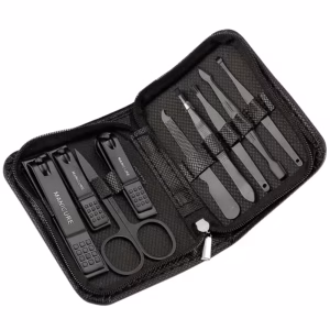9pcs professional nail care kit stainless steel manicure pedicure travel case