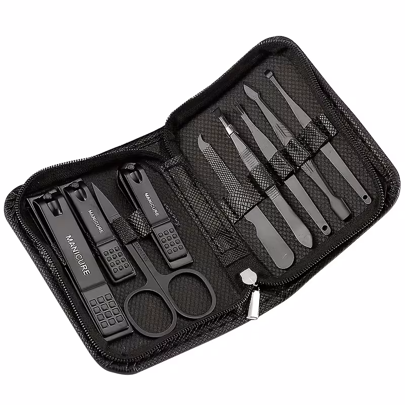 9pcs professional nail care kit stainless steel manicure pedicure travel case 9pcs professional nail care kit stainless steel manicure pedicure travel case