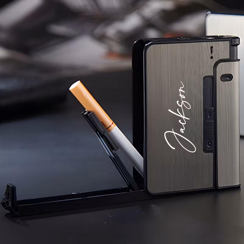 customized laser engraved automatic cigarette case portable dustproof metal design customized laser engraved automatic cigarette case portable dustproof metal design